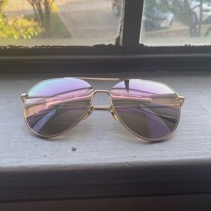 Diff EyeWear Dash Gold Cherry Blossom Mirrored Lenses
